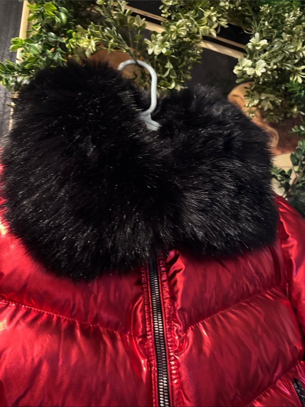 Jordan Craig Red Metallic Puffer Jacket with Black Fur Collar (Unisex) - Picture 4 of 11